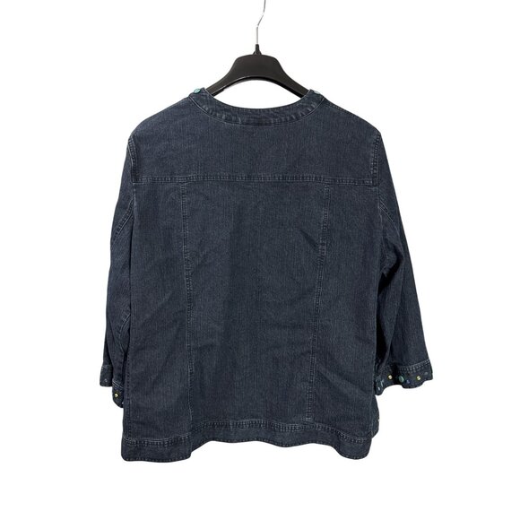 Alfred Dunner Women Denim Jacket Beaded Embroidered Butterflies Button Front 20W - Picture 4 of 5